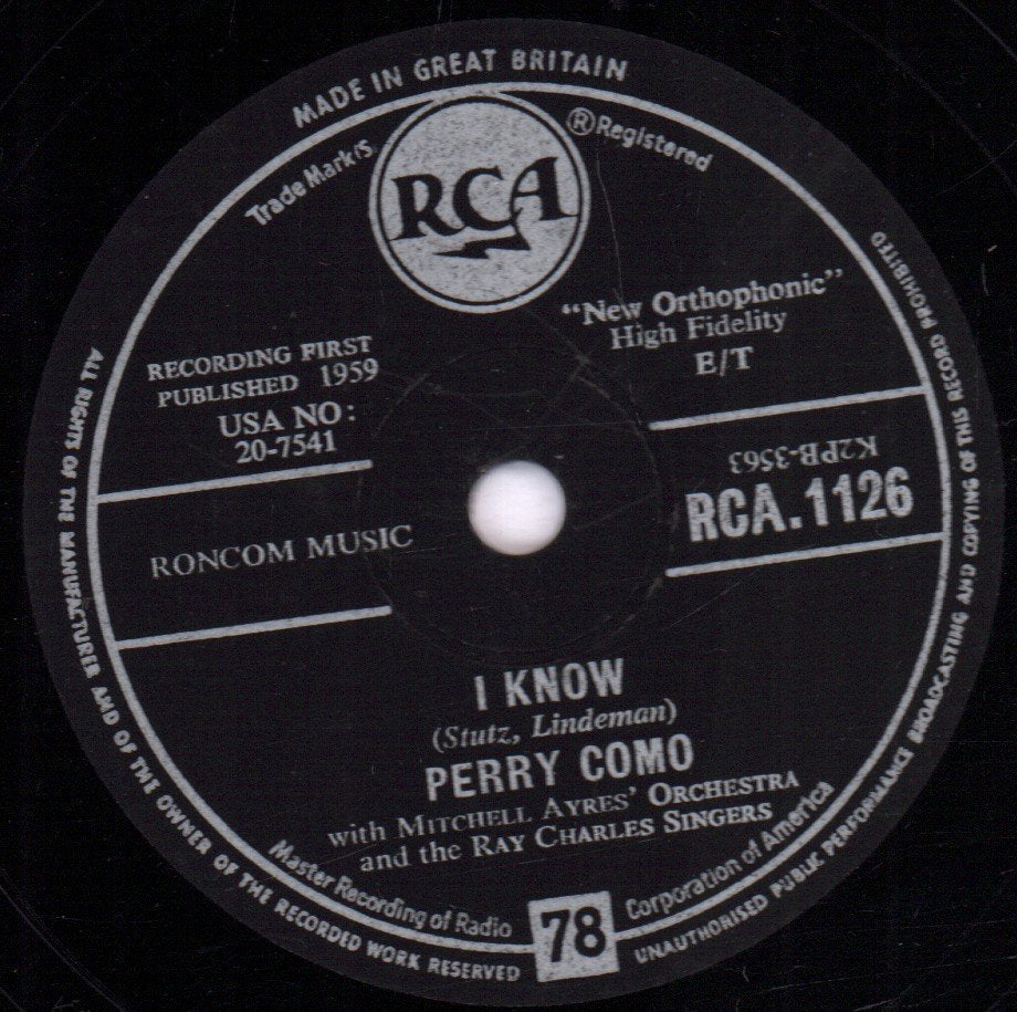 Perry Como - I Know - 78