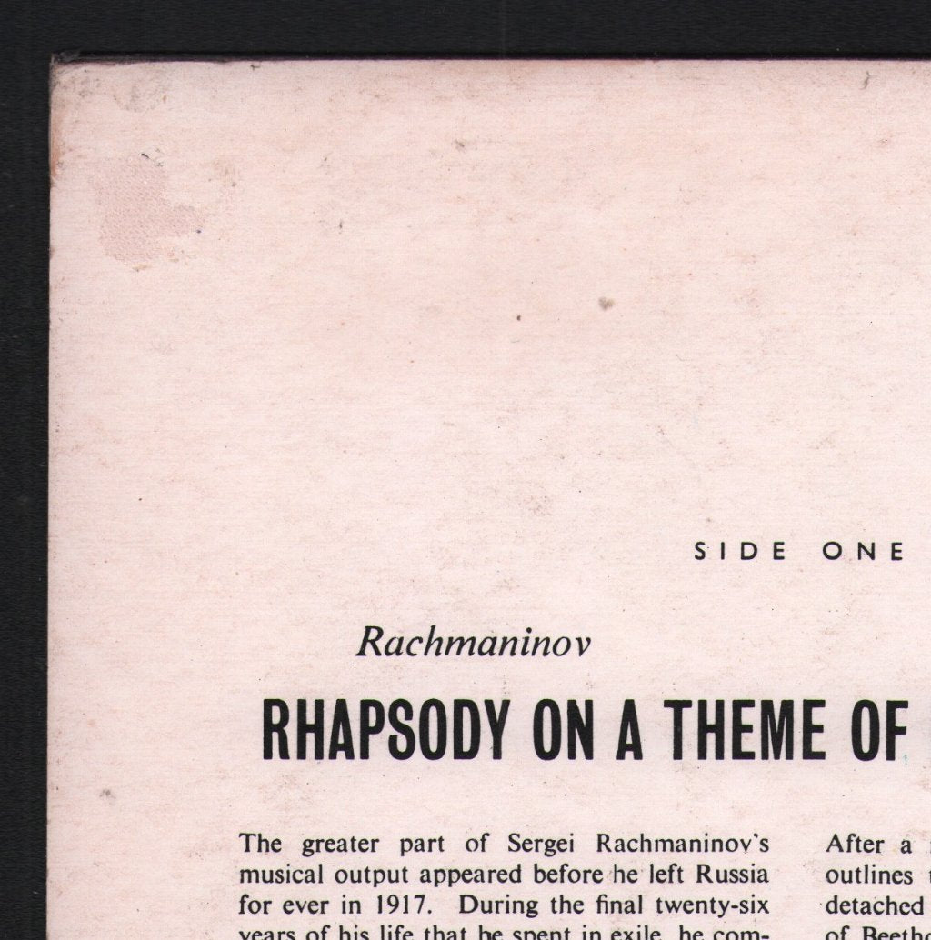 Julius Katchen - Rachmaninov - Rhapsody On A Theme Of Paganini / Dohnanyi - Variations On A Nursery Tune - Lp