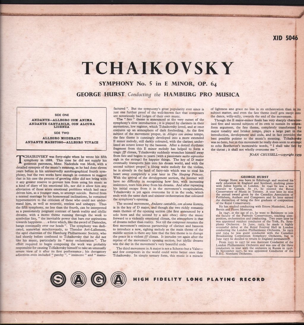 George Hurst / Hamburg Pro Musica - Tchaikovsky - Fifth Symphony In E Minor Op. 64 - Lp