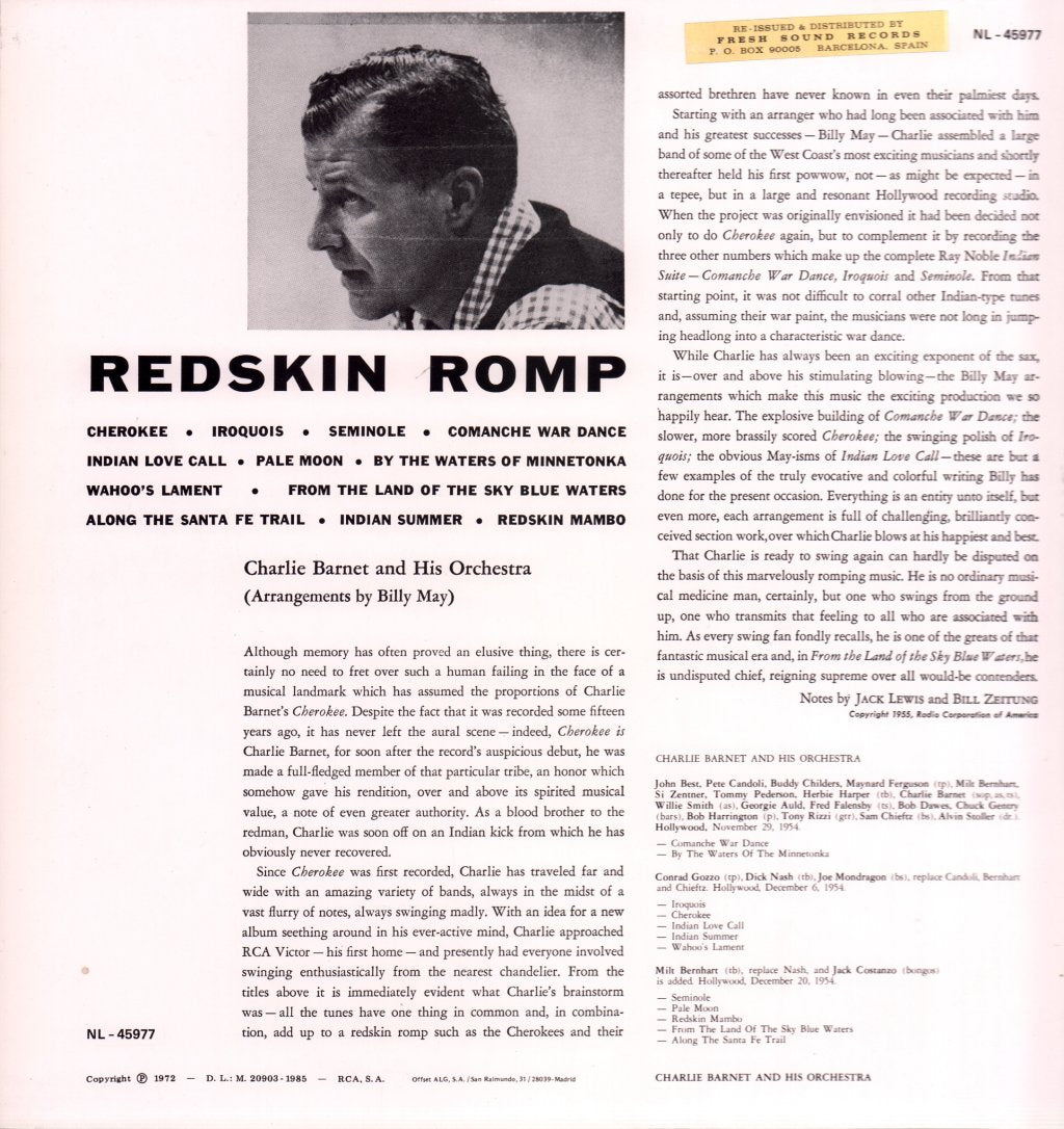 Charlie Barnet And His Orchestra - Redskin Romp - Lp