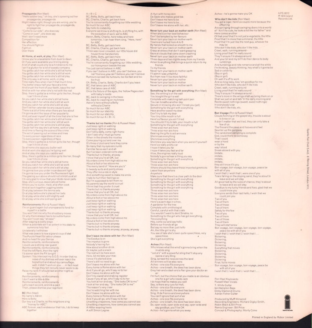 Sparks - Propaganda - Lp