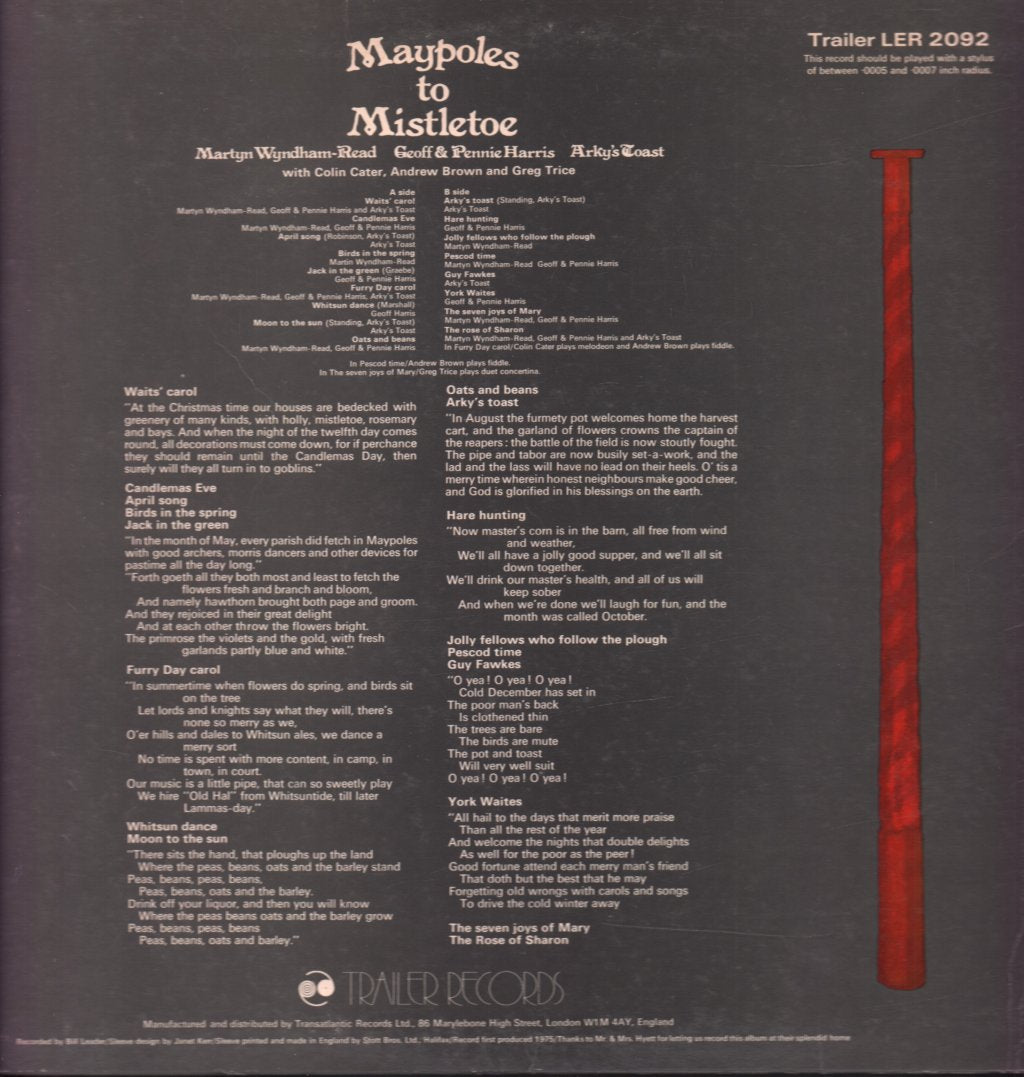 Martyn Wyndham-Read/Geoff And Penny Harris/Arky's Toast - Maypoles To Mistletoe - Lp