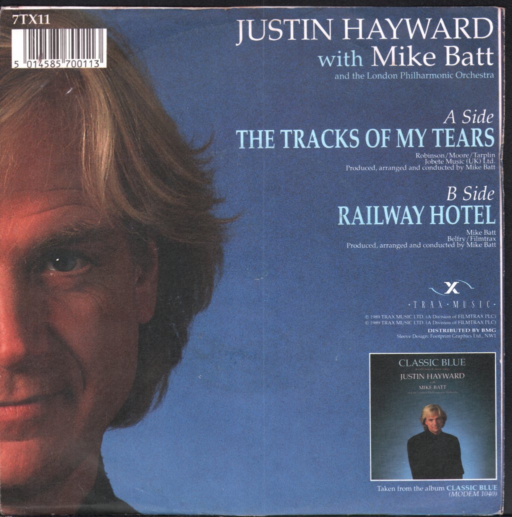 Justin Hayward With Mike Batt - Tracks Of My Tears - 7 Inch