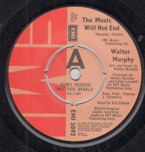 Walter Murphy - Music Will Not End - 7 Inch