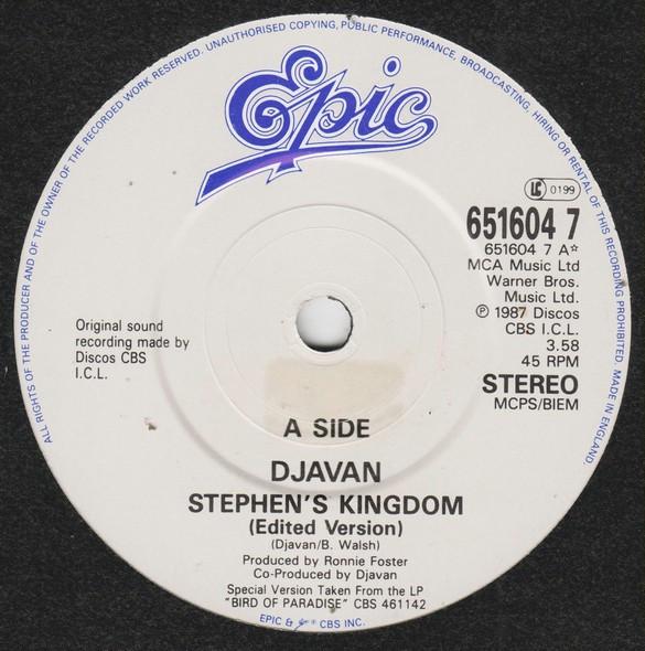 Djavan - Stephen's Kingdom - 7 Inch