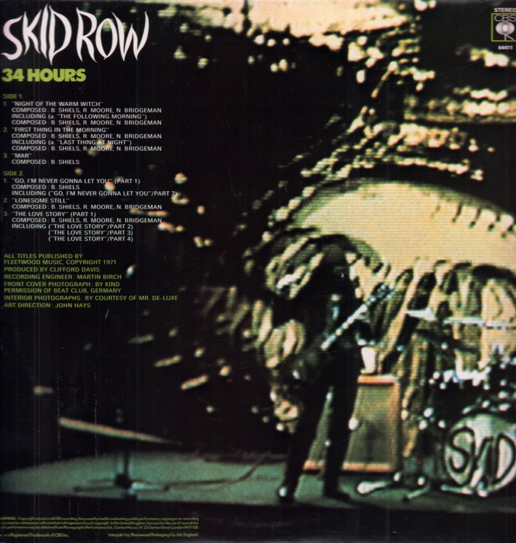 Skid Row (70'S Rock Group) - 34 Hours - Lp