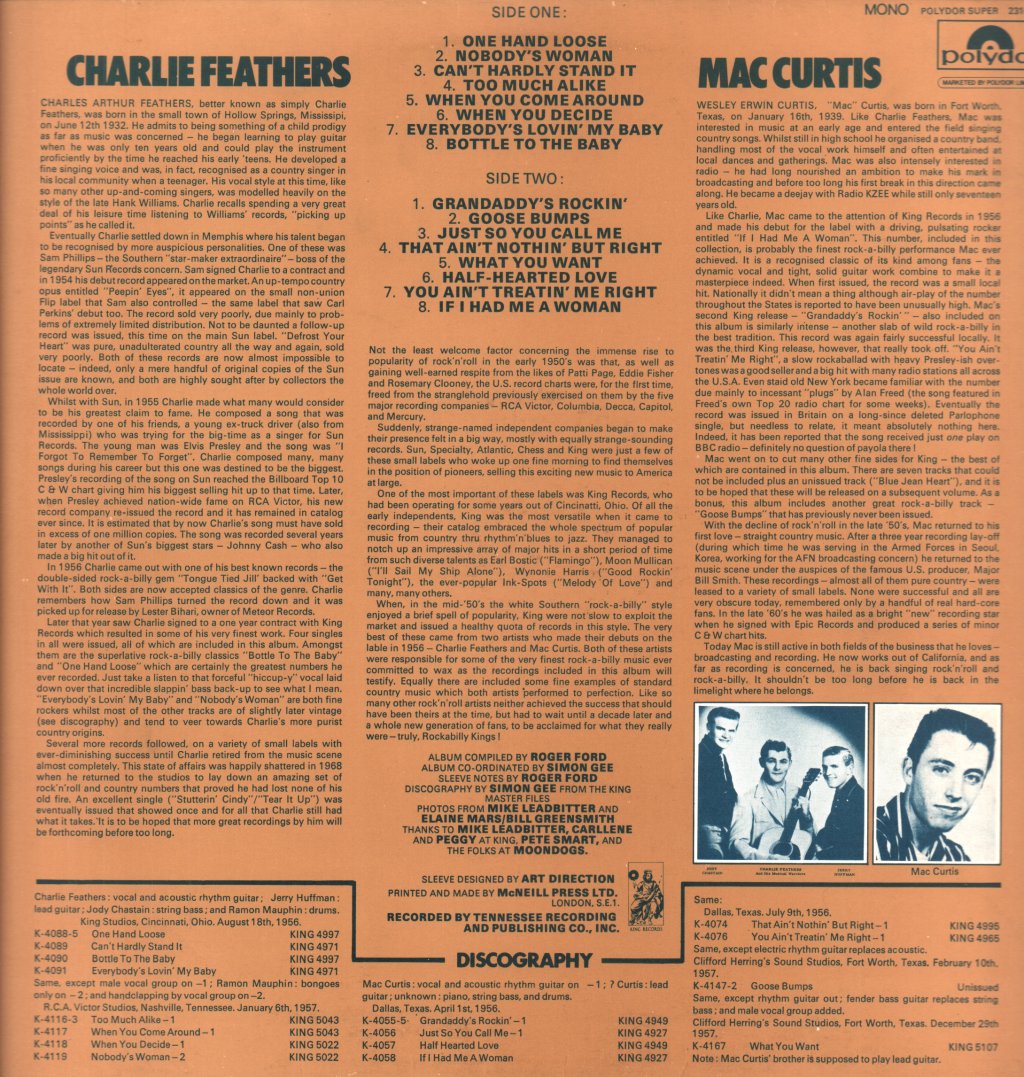 Charlie Feathers / Mac Curtis - Rockabilly Kings - Lp