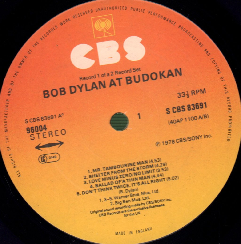 Bob Dylan - At Budokan - Double Lp