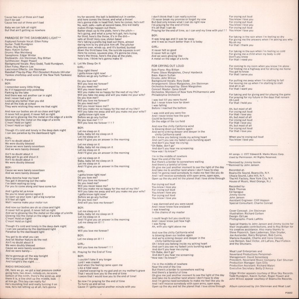 Meat Loaf - Bat Out Of Hell - Lp