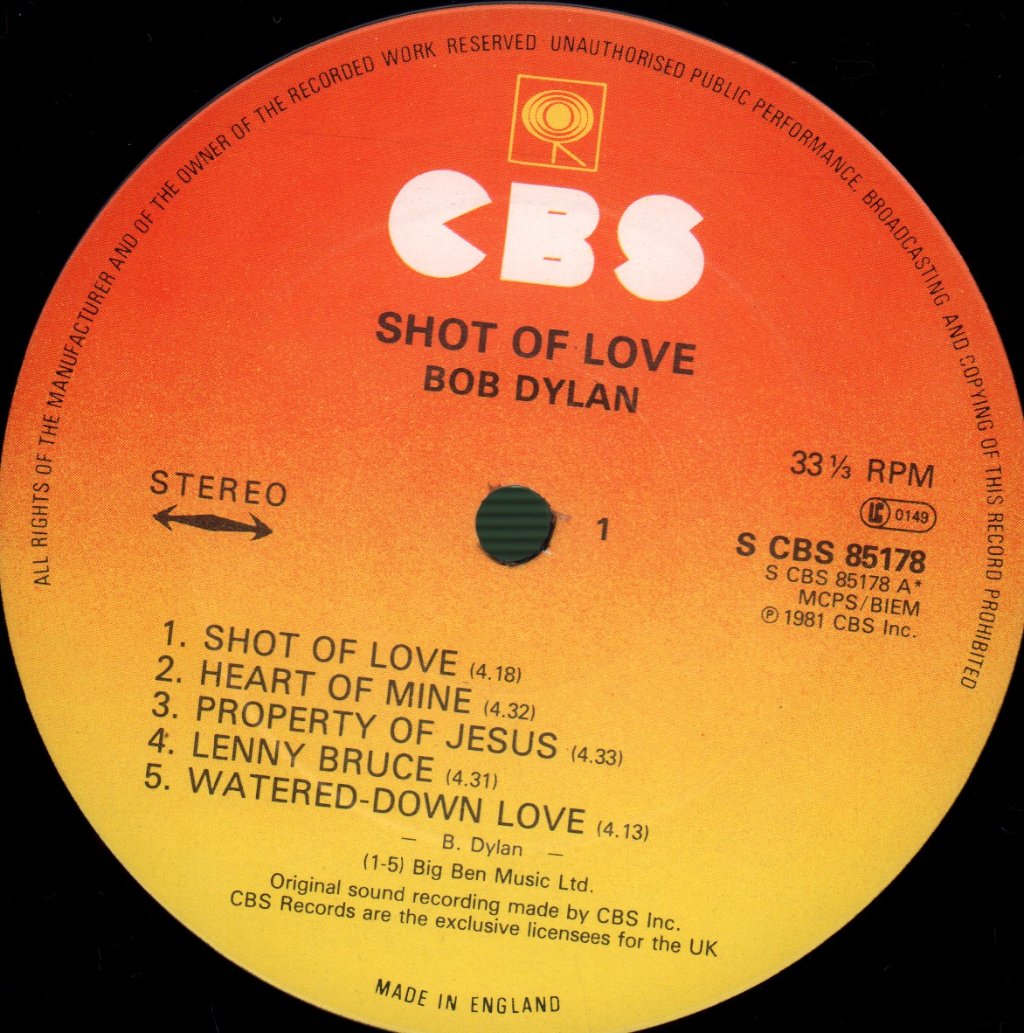 Bob Dylan - Shot Of Love - Lp