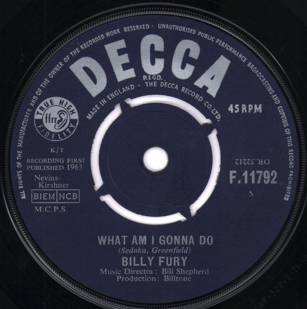 Billy Fury - What Am I Gonna Do - 7 Inch