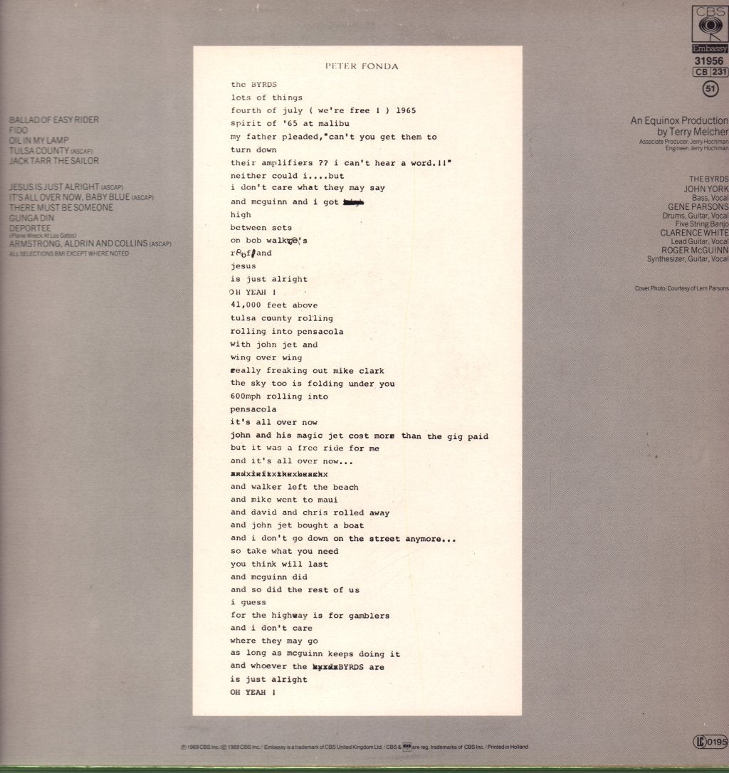 Byrds - Ballad Of Easy Rider - Lp