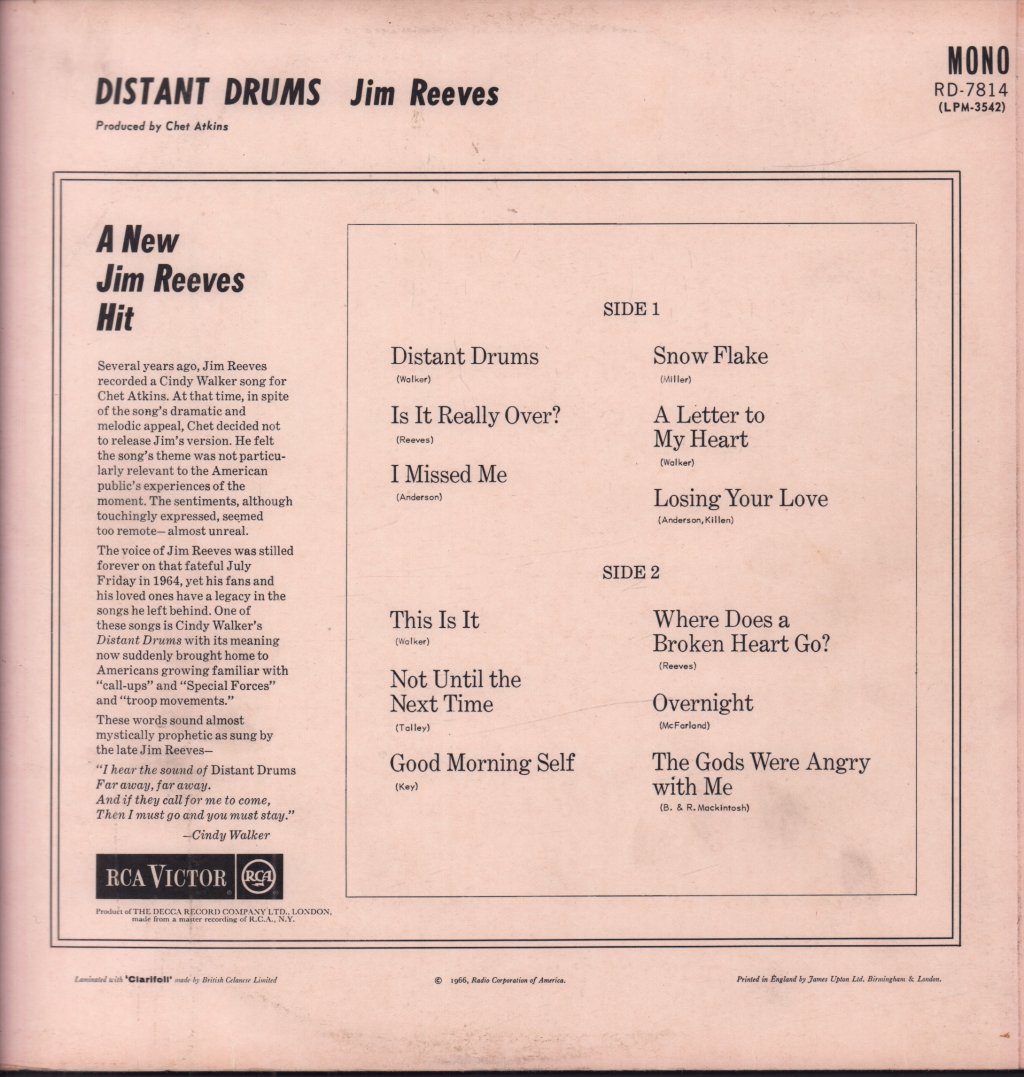 Jim Reeves - Distant Drums - Lp
