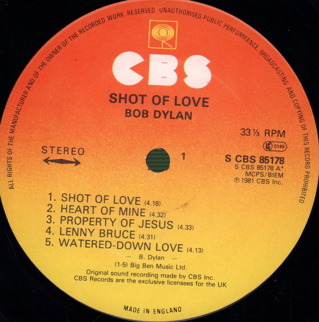 Bob Dylan - Shot Of Love - Lp