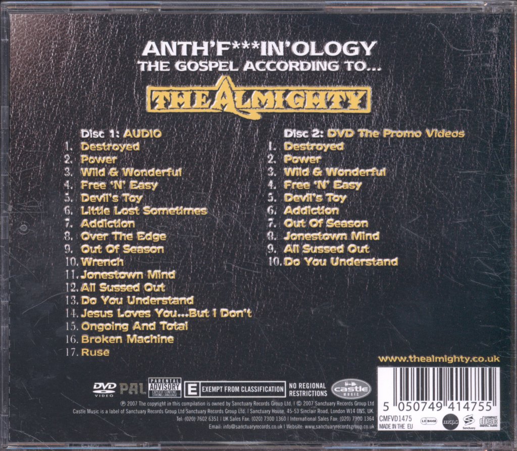 Almighty - Anth'f***in'ology - The Gospel According To... - Cd/Dvd