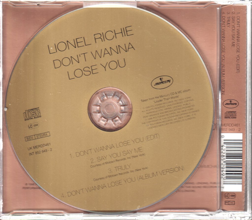 Lionel Richie - Don't Wanna Lose You - Cd