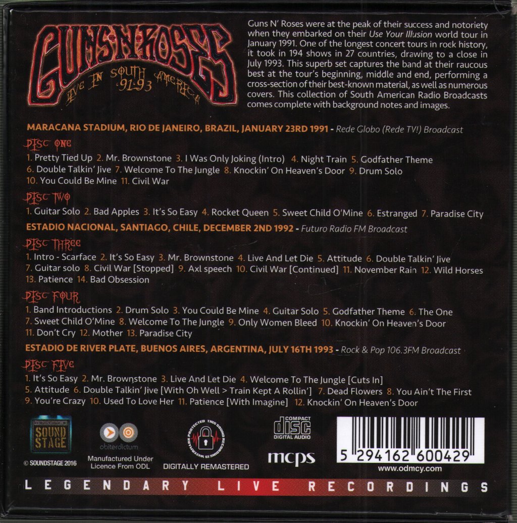 Guns N' Roses - Live In South America '91 - '93 - Cd Set