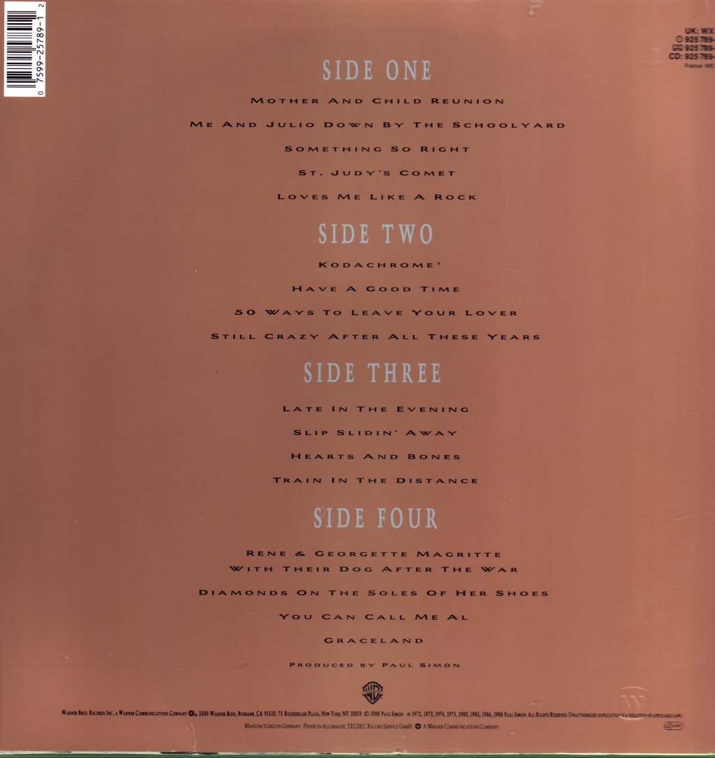 Paul Simon - Negotiations And Love Songs (1971-1986) (Best Of) - Double Lp