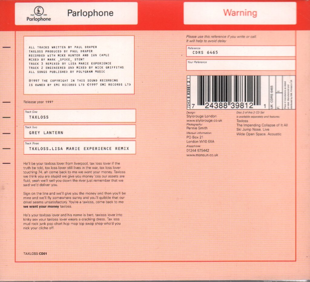 Mansun - Taxloss - Cd