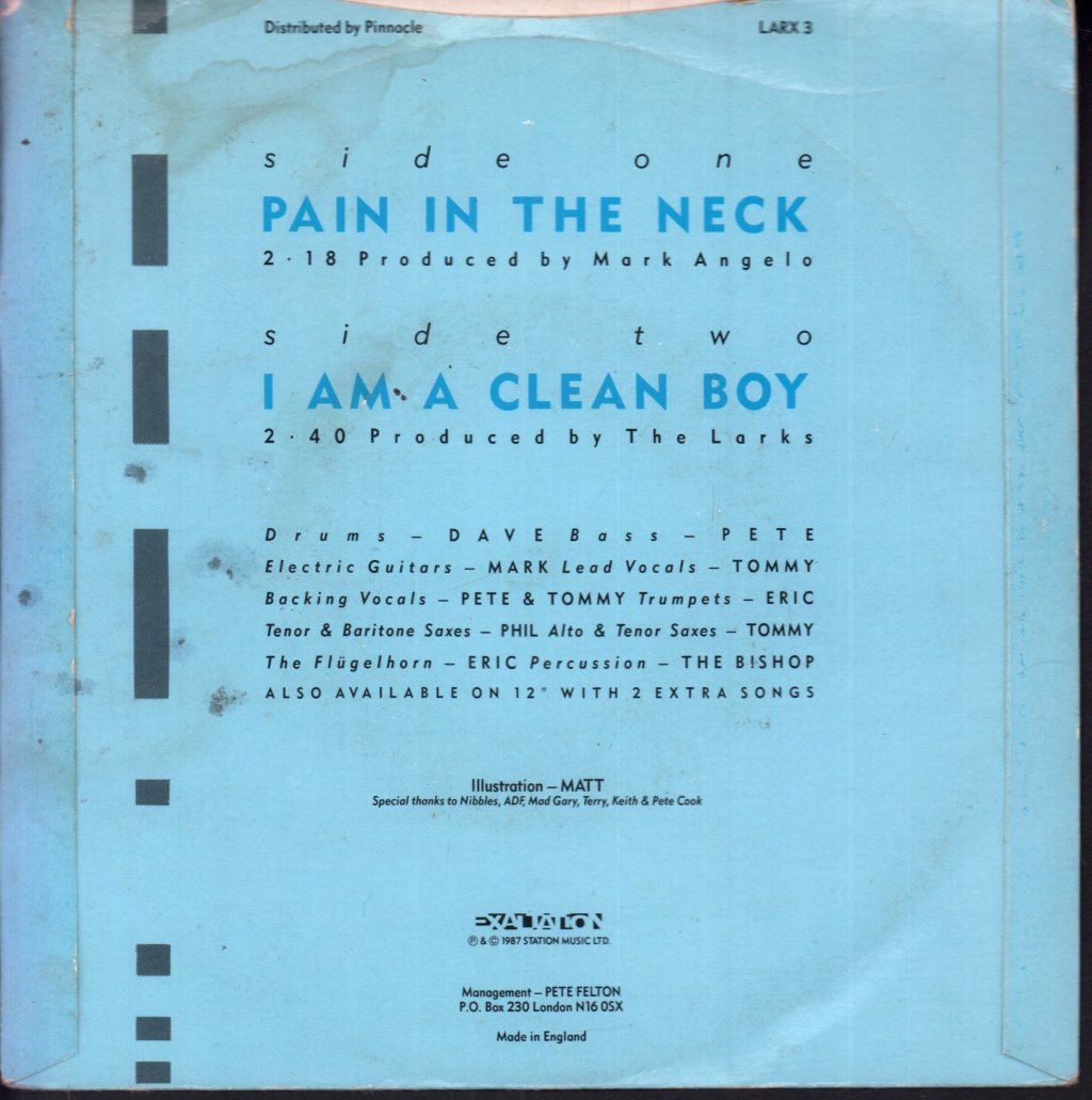 Larks (Indie) - Pain In The Neck - 7 Inch