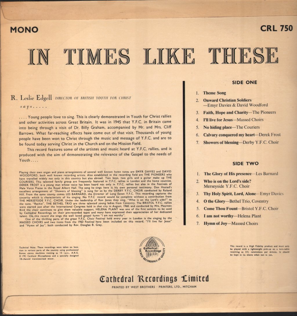 Various Artists - In Times Like These - Lp
