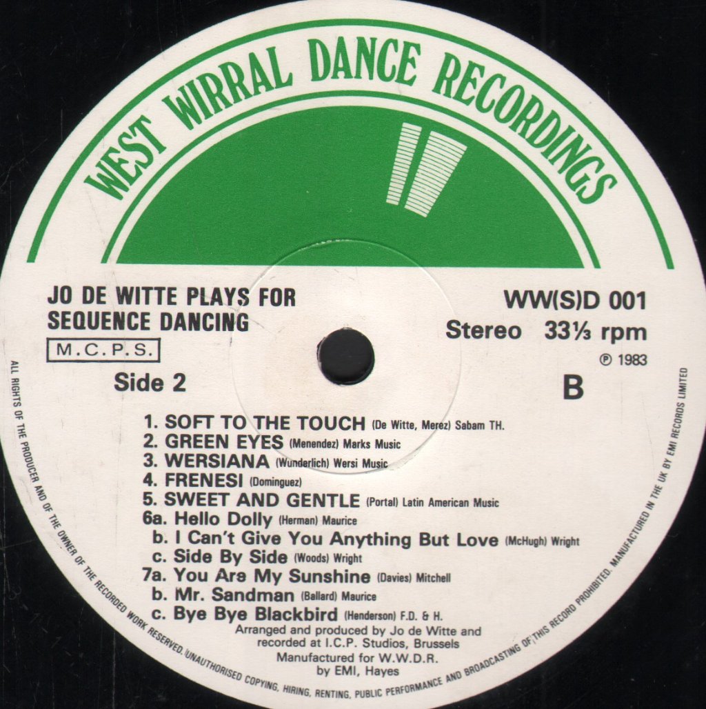 Jo De Witte - Plays For Sequence Dancing - Lp