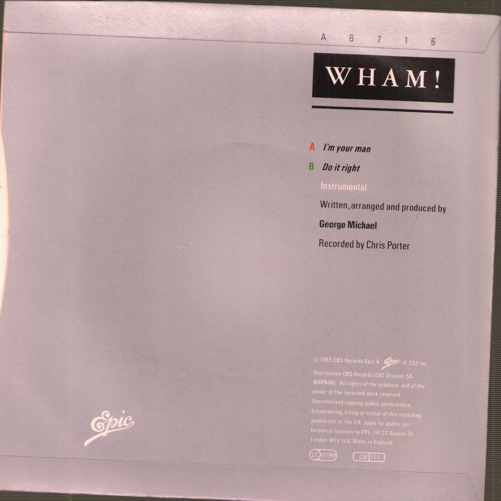 Wham - I'm Your Man - 7 Inch