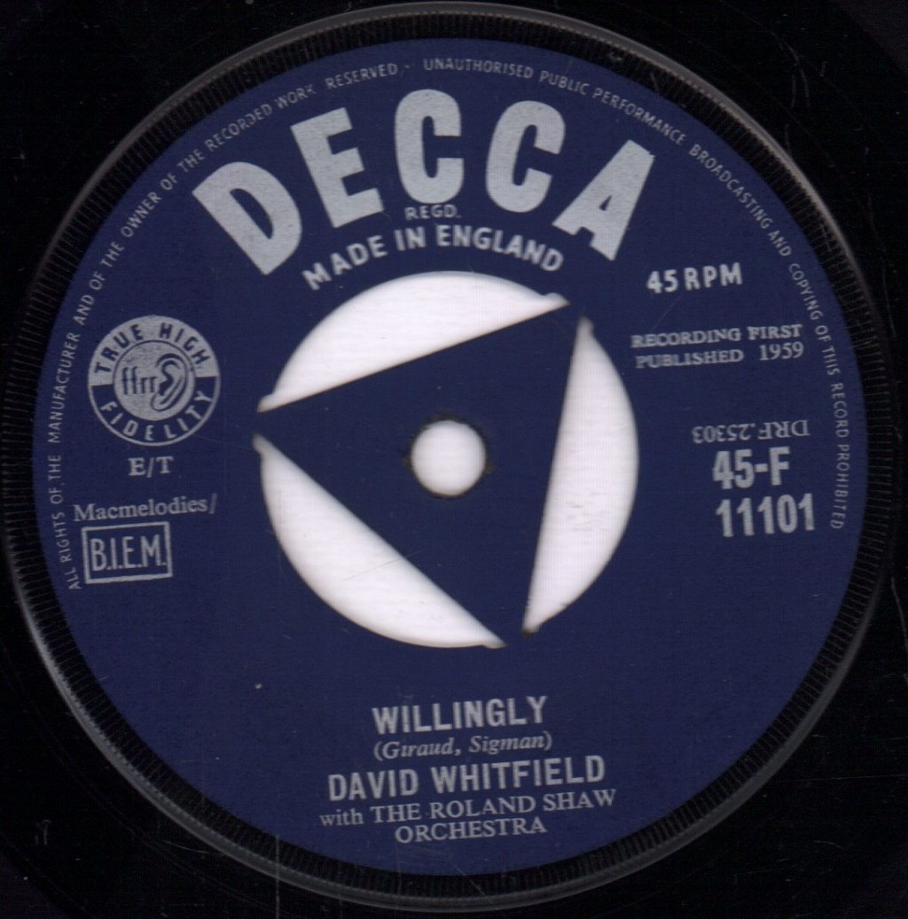 David Whitfield - Willingly - 7 Inch