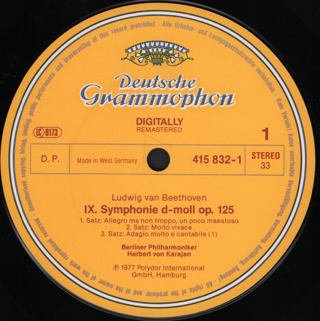 Herbert Von Karajan / Berlin Philharmonic Orchestra - Ludwig Van Beethoven - Symphony No. 9 "Choral" - Lp