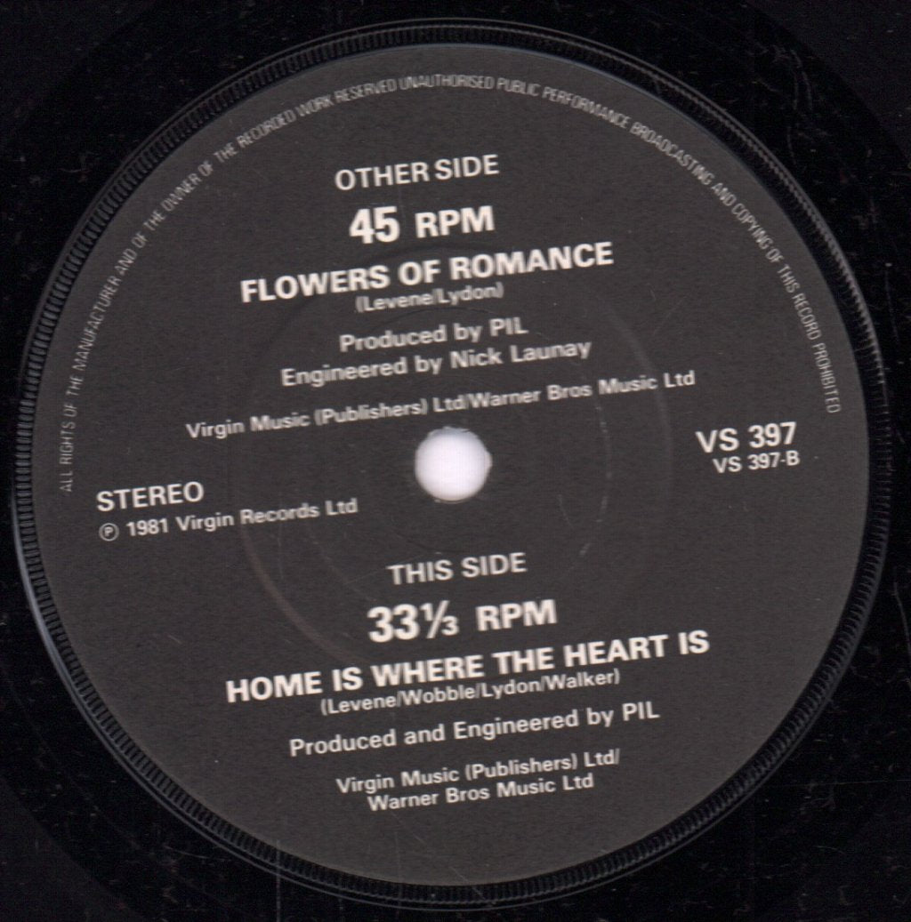 Public Image Ltd - Flowers Of Romance - 7 Inch