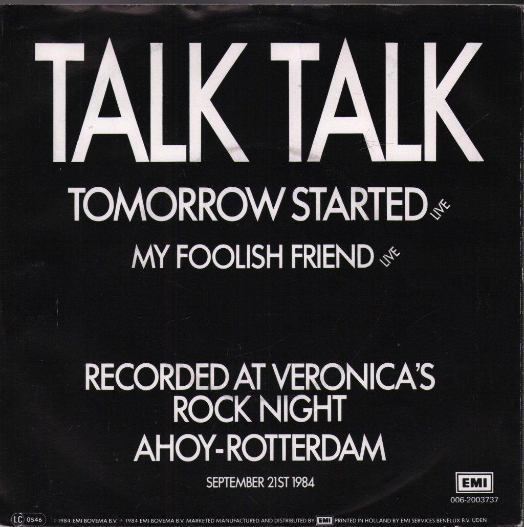 Talk Talk - Tomorrow Started (Live) - 7 Inch