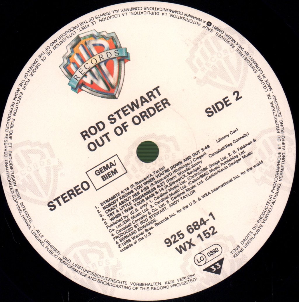 Rod Stewart - Out Of Order - Lp
