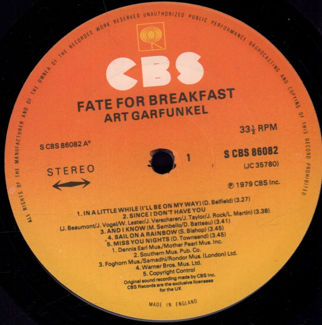 Art Garfunkel - Fate For Breakfast - Lp – Vinyl Tap