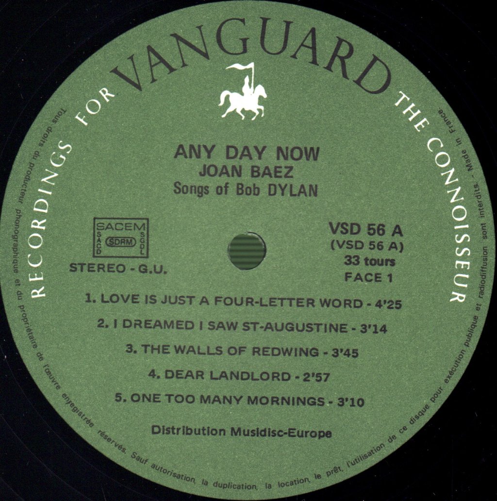 Joan Baez - Any Day Now (Songs Of Bob Dylan) - Double Lp