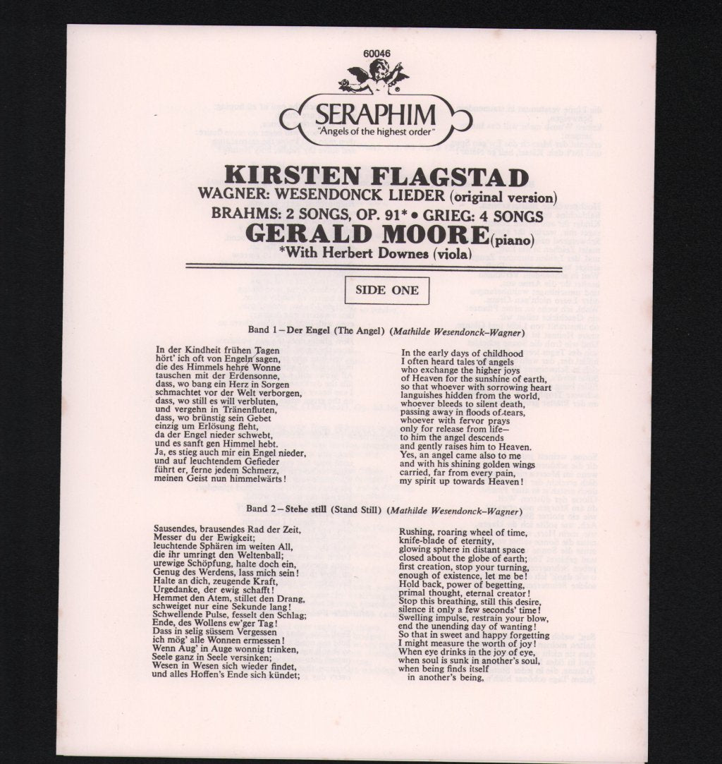 Kirsten Flagstad / Herbert Downes / Gerald Moore - Wesendonck Lieder (Original Version) / 2 Songs, Op. 91 / 4 Songs - Lp