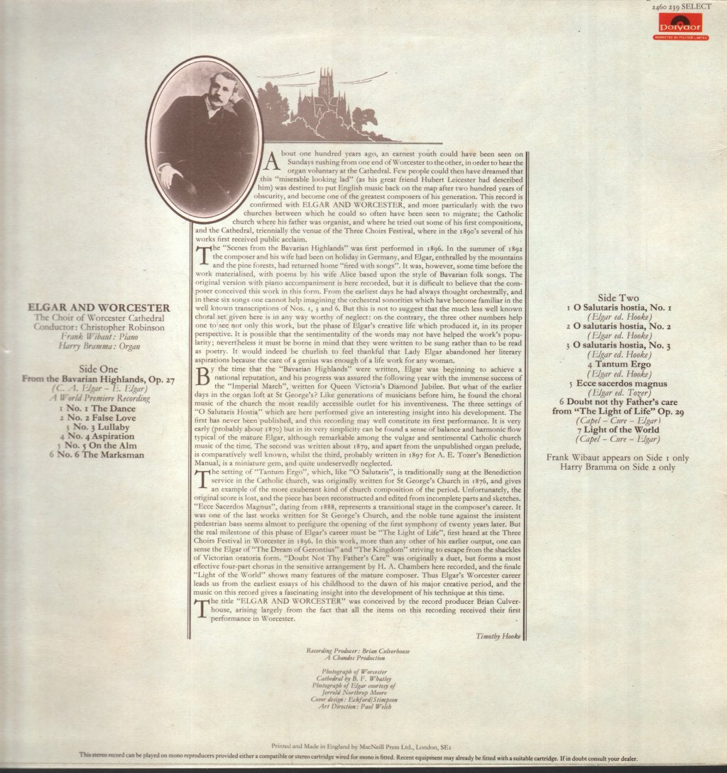 Choir Of Worcester Cathedral / Christopher Robinson - Elgar And Worcester - Lp