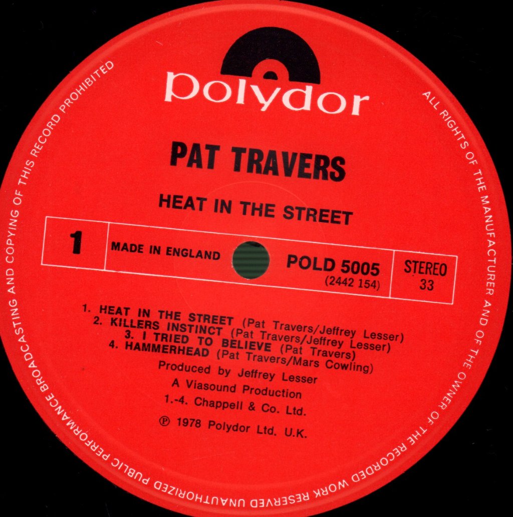 Pat Travers Band - Heat In The Street - Lp