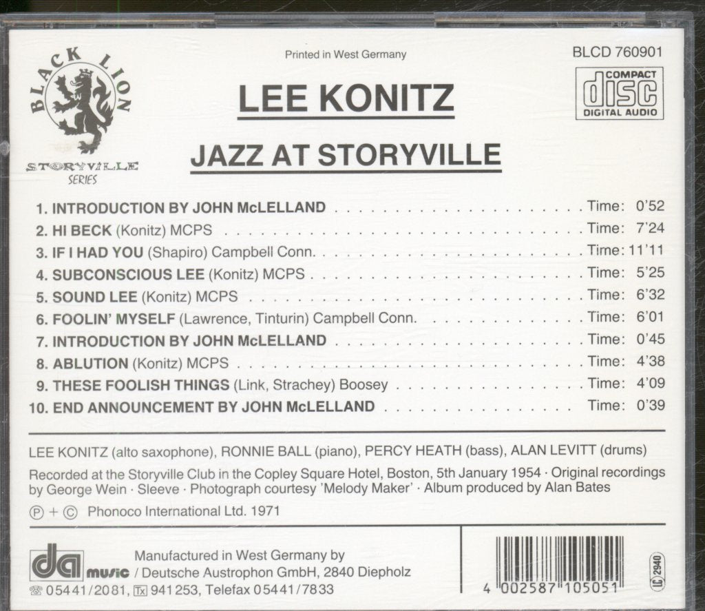 Lee Konitz - At Storyville - Cd