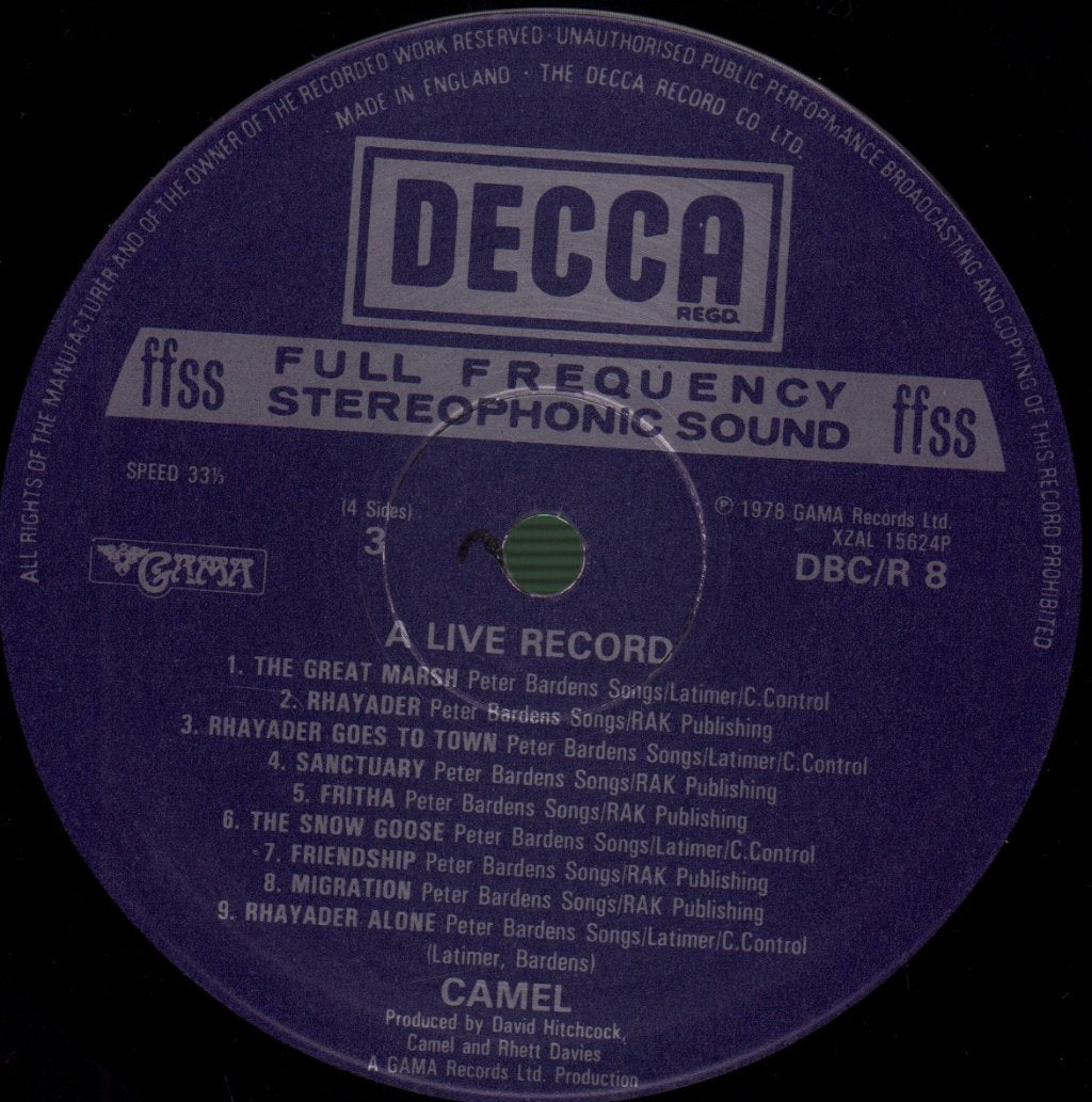 Camel - A Live Record - Double Lp