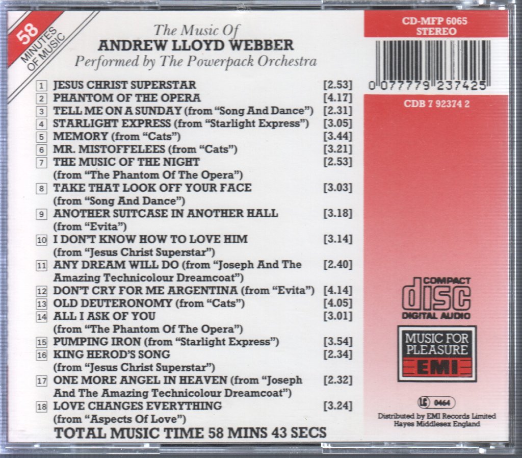 Powerpack Orchestra - Music Of Andrew Lloyd Webber - Cd