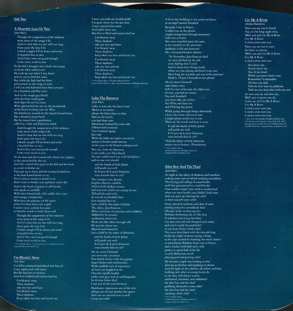 Joan Baez - Blowin' Away - Lp