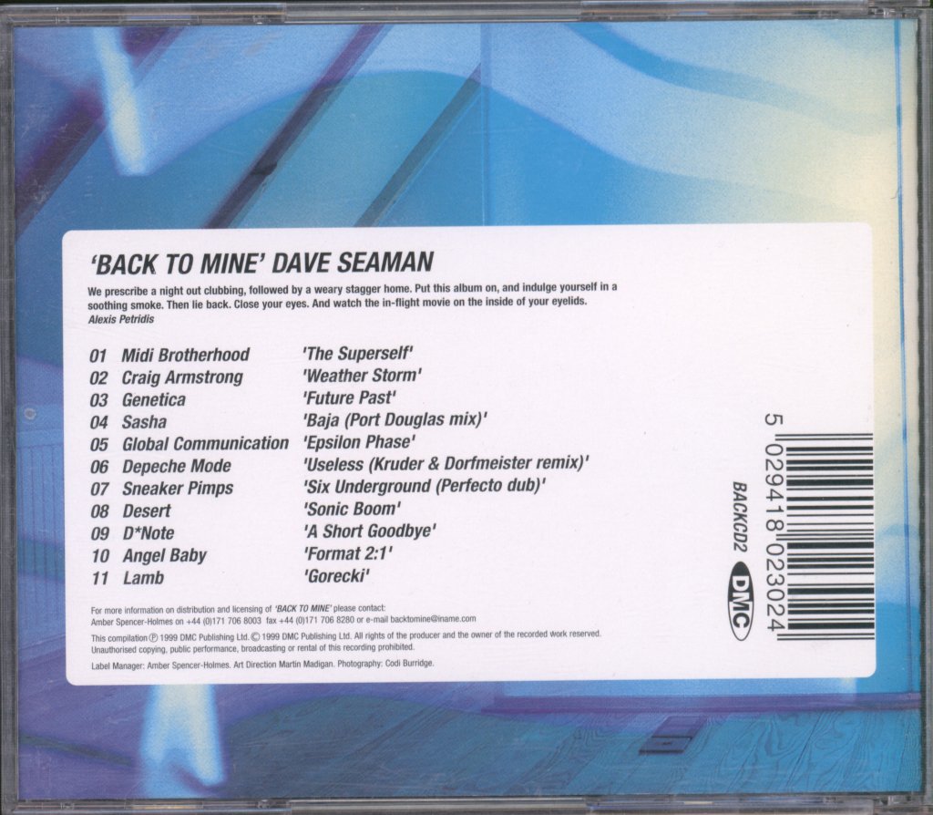 Dave Seaman - Back To Mine - Cd