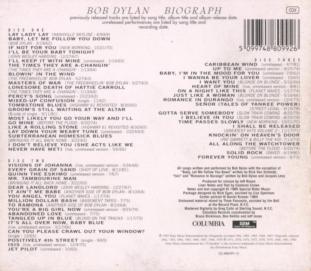 Bob Dylan - Biograph - Cd Set