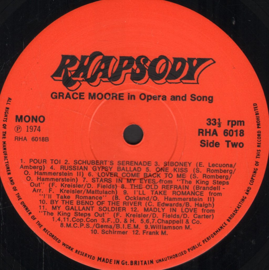 Grace Moore - In Opera And Song - Lp