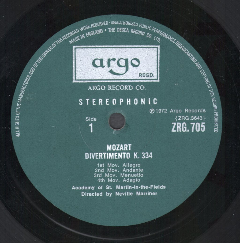 Neville Marriner / Academy Of St. Martin In The Fields - Mozart - Divertimento In D, K.334 / Notturno For Four Orchestras K.286 - Lp