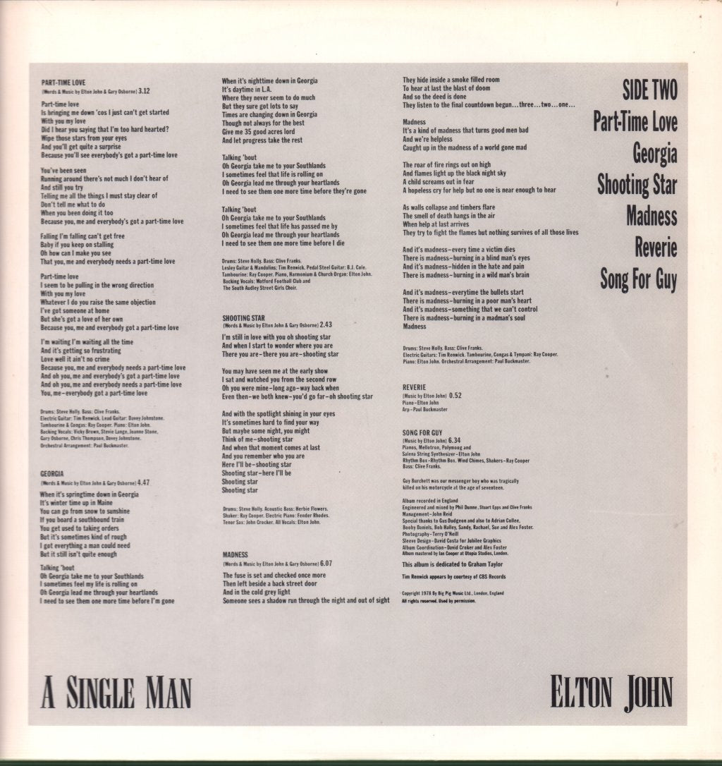 Elton John - A Single Man - Lp