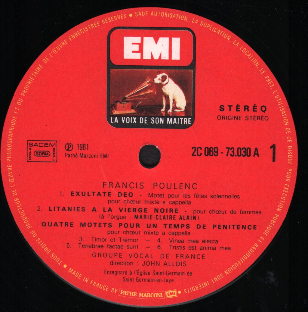 Groupe Vocal De France / John Alldis - Francis Poulenc - Choeurs A Cappella - Lp