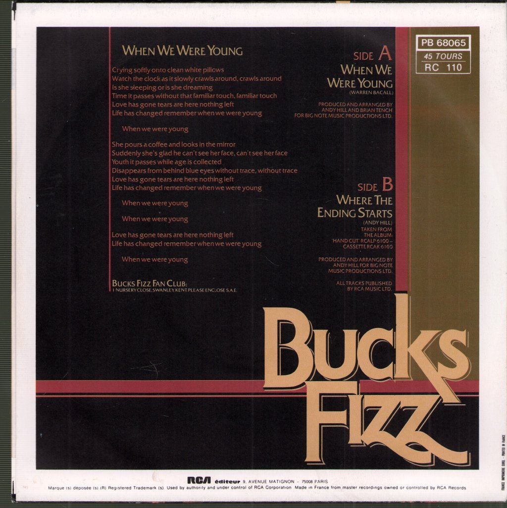 Bucks Fizz - When We Were Young - 7 Inch