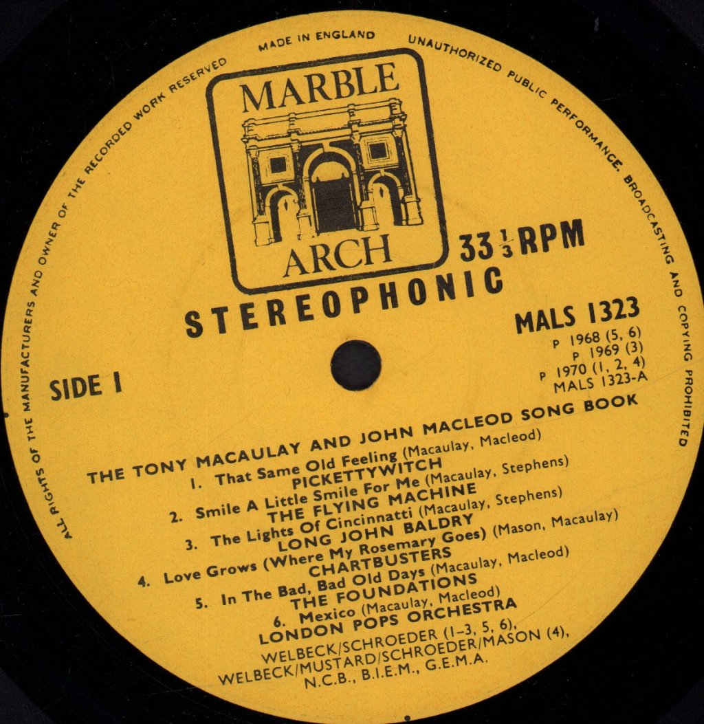 Various Artists - Tony Macauley And John Macleod Song Book - Lp