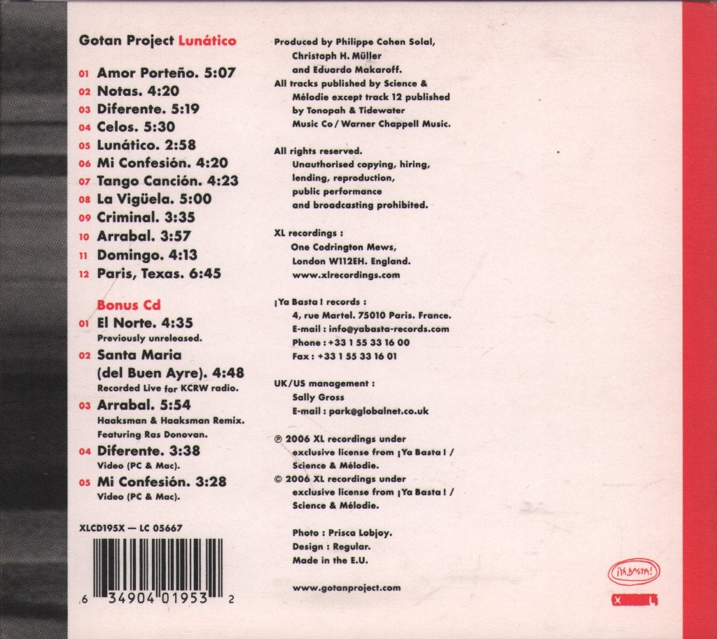Gotan Project - Lunatico - Double Cd